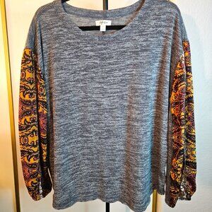 Style & Co. Women's Grey Long Ballon Sleeve Size L Lightweight Sweater